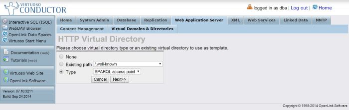 Configure SPARQL Endpoint: set type SPARQL